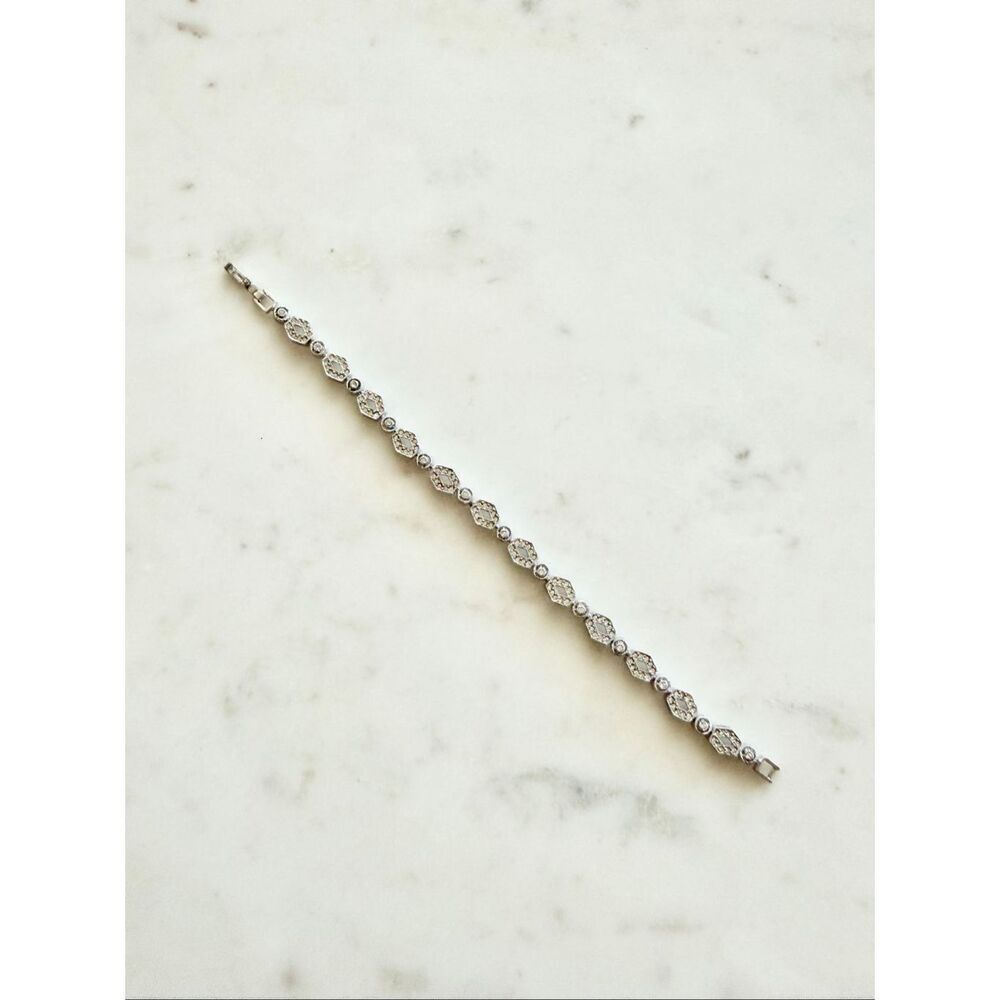 Nadri Silver-Tone Cubic Zirconia Link Bracelet – Gently Used